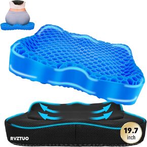 Cooling Gel Seat Cushion, Thickened Big Breathable Honeycomb Design Absorbs Pressure Points Gel Cushion with Anti-Slip Cover Cooling Seat Cushion for Office Chair Home Car Wheelchair Stadium Bleachers in Saudi Arabia