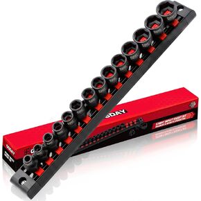 3/8" Drive Low Profile Socket Set, 14-Piece Metric Stubby Impact Socket Set, 6-19mm Nano Sockets Organized in Magnetic Storage Rail in Saudi Arabia