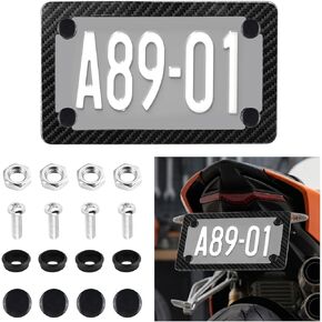 Motorcycle Carbon Fiber License Plate Frame,Stainless Steel Motorcycle License Plate Frame Kit Includes Screws,Nuts,Screw Covers,Personalized Motorcycles Plates Frames Kit in Saudi Arabia
