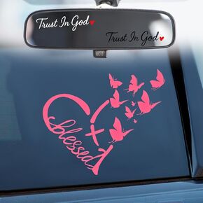 3 Pcs Christian Car Decals, Religious Car Stickers,Cross & Trust in God,Exterior Accessories for Cars, Trucks,Laptops, Rearview Mirror Window Bumper Decor, Car Accessories for Women (Holographic) in Saudi Arabia
