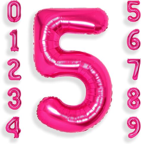 SUWEN 40 Inch Hot Pink Large 3 Number Balloons Big Foil Helium Number Balloons 0-9 Jumbo Happy 3rd Mylar Birthday Party Decorations for Girl Anniversary Party Supplies in Saudi Arabia