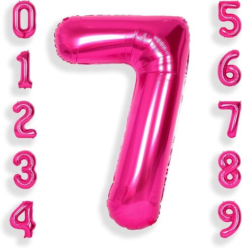 SUWEN 40 Inch Hot Pink Large 3 Number Balloons Big Foil Helium Number Balloons 0-9 Jumbo Happy 3rd Mylar Birthday Party Decorations for Girl Anniversary Party Supplies in Kuwait