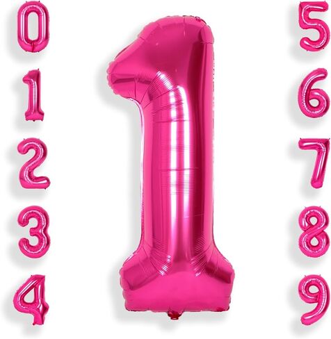 SUWEN 40 Inch Hot Pink Large 3 Number Balloons Big Foil Helium Number Balloons 0-9 Jumbo Happy 3rd Mylar Birthday Party Decorations for Girl Anniversary Party Supplies in Kuwait