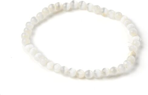 Selenite Bead Bracelet - Stretch Crystal Bracelet for Meditation & Everyday Wear - Crown Chakra For Serenity, Purification, Peace in Saudi Arabia