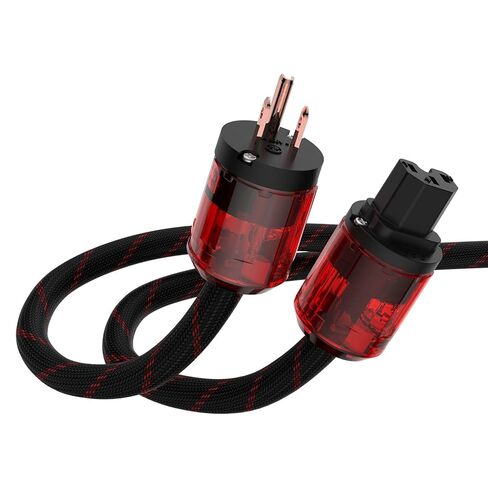 Tertullus HiFi Power Cable OFC Audiophile Ac Power Cable 125v 15a 12AWG with Us Pure Red Copper Power Plug+IEC C15 Connector High-end Braided Sleeve Cable(2m/6.56ft) in Saudi Arabia