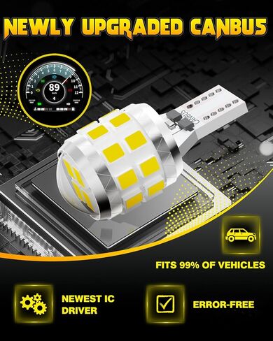 921 LED Bulbs - 22 PCS LED Chips with HD Projector Lens, 500% Brighter, 6500K White, Error-Free CANBUS, Real 1:1 Size Design, Fits 906, W16W, T15, 922, 912, Pack of 2 in Saudi Arabia