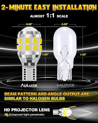 921 LED Bulbs - 22 PCS LED Chips with HD Projector Lens, 500% Brighter, 6500K White, Error-Free CANBUS, Real 1:1 Size Design, Fits 906, W16W, T15, 922, 912, Pack of 2 in Saudi Arabia