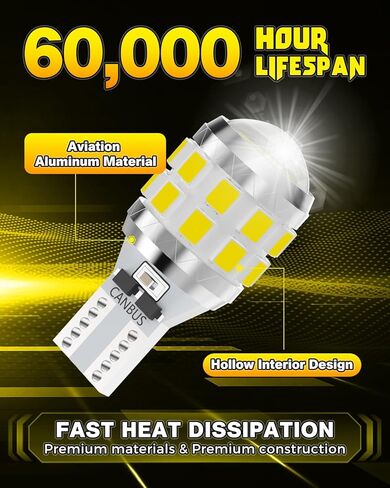 921 LED Bulbs - 22 PCS LED Chips with HD Projector Lens, 500% Brighter, 6500K White, Error-Free CANBUS, Real 1:1 Size Design, Fits 906, W16W, T15, 922, 912, Pack of 2 in Saudi Arabia