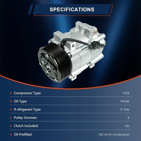 471-6046 AC Compressor with Clutch Compatible with Dodge Ram 2500 2006-2009, Ram 3500 2006-2009, Ram 4500 2008-2010, Ram 5500 2008-2010, 5.9L 6.7L 68182 67182 in Saudi Arabia
