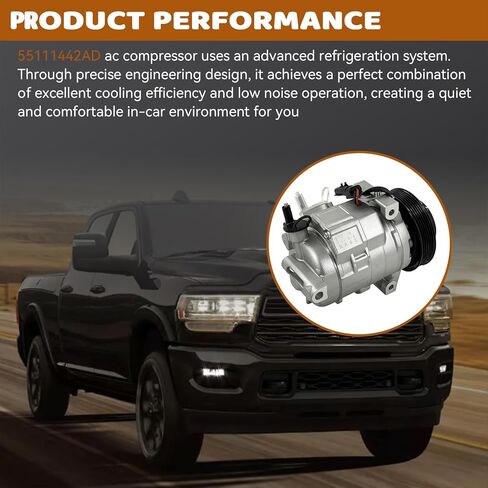 55111442AD Air Conditioner AC Compressor w/Clutch Compatible with 2009-2020 Dodge Ram & Ram 1500 2500 3500 4000 4500 5500 5.7L/6.4L Replace # 68454989AA R5111442AD RL111442AD in Saudi Arabia
