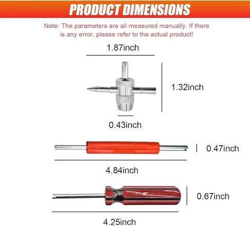 3PCS Tire Valve Stem Removal Tool Kit, Includes Single & Double Heads Valve Core Remover, 4-Way Valves Tool, Multifunctional Tire Installer Repair Kit Suitable for Car, Truck, Bicycle(Red) in Kuwait