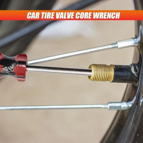 3PCS Tire Valve Stem Removal Tool Kit, Includes Single & Double Heads Valve Core Remover, 4-Way Valves Tool, Multifunctional Tire Installer Repair Kit Suitable for Car, Truck, Bicycle(Red) in Kuwait