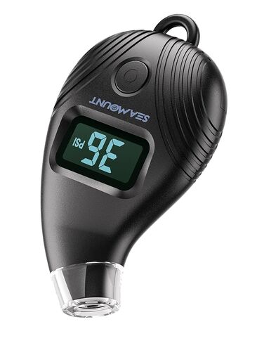 SEAMOUNT Talking Tire Pressure Gauge - Digital Air Gauge with Voice Broadcast | Audible PSI Readings & LED Light | 150 PSI for Car, Truck, Bicycle, Motorcycle | Portable Backlit LCD Keychain (Black) in Saudi Arabia