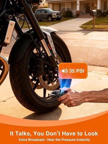 SEAMOUNT Talking Tire Pressure Gauge - Digital Air Gauge with Voice Broadcast | Audible PSI Readings & LED Light | 150 PSI for Car, Truck, Bicycle, Motorcycle | Portable Backlit LCD Keychain (Black) in Saudi Arabia