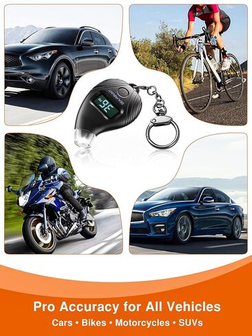 SEAMOUNT Talking Tire Pressure Gauge - Digital Air Gauge with Voice Broadcast | Audible PSI Readings & LED Light | 150 PSI for Car, Truck, Bicycle, Motorcycle | Portable Backlit LCD Keychain (Black) in Saudi Arabia