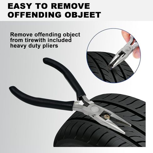 Tire Repair Rubber Nail Kit, Spiral Screw in Tire Plugs, Vacuum Tire Puncture Emergency Fix Tool, Self Service Repair Accessories for Car Truck Motorcycle Tractor SUV (All in ONE, 20 PCS) in Saudi Arabia