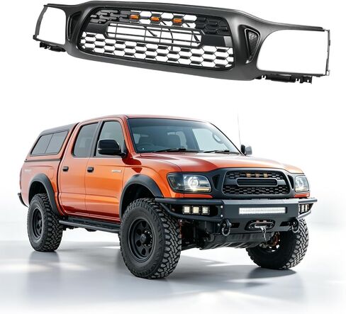 Front Grill Compatible with 2016-2023 Toyota Tacoma SR / SR5 / TRD Matte Black Replacement Front Bumper Grill ABS Bumper Grille Assembly with Amber LED Lights & Letters in Kuwait