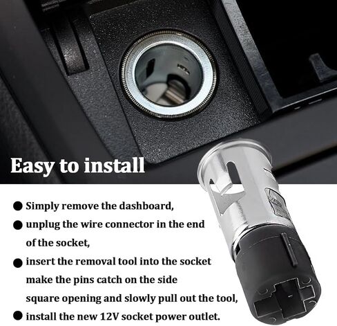 HZEL Car Cigarette Lighter Socket with Removal Tool, 12V Vehicle Power Outlet Socket Adapter Replaces 56457, Automotive Cigarette Lighter Replacement, Compatible with LaCrosse Enclave G5 in Kuwait