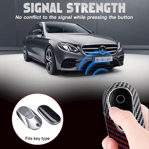 x xotic tech Glossy Black/Red Mix Color Carbon Fiber Texture Hard Plastic Key Fob Cover Case Keychain Compatible with Mercedes Benz C E S CLE GLC-Class W206 W214 X254 W223, EQS EQE Gen4 Oval Shape in Kuwait