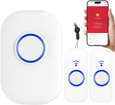 WiFi Wireless Caregiver Pager Call Button for Elderly at Home, App Control Medical Alert System for Seniors Patients Disabled Monitoring, Home Nursing Care Facility Use (Only Supports 2.4GHz WiFi) in Kuwait