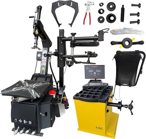 Tire Changer and Automatic Wheel Balancer Combo with Rear-Tilt & Auto Measurement, 110V for 10-26" Rims, Premium Tire Shop Equipment in Saudi Arabia