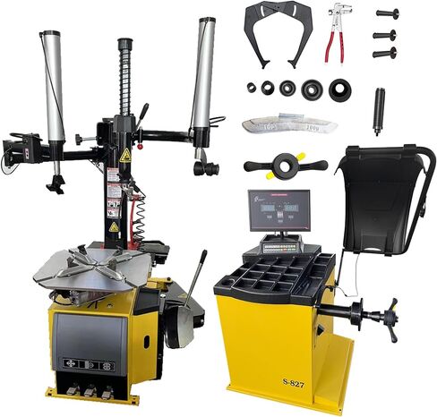 Tire Changer and Automatic Wheel Balancer Combo with Bead Blaster & Auto Measurement, 110V for 10-26" Rims, Professional Tire Shop Equipment in Saudi Arabia