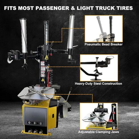 Tire Changer and Automatic Wheel Balancer Combo with Bead Blaster & Auto Measurement, 110V for 10-26" Rims, Professional Tire Shop Equipment in Saudi Arabia