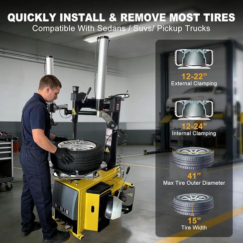 Tire Changer and Automatic Wheel Balancer Combo with Bead Blaster & Auto Measurement, 110V for 10-26" Rims, Professional Tire Shop Equipment in Saudi Arabia