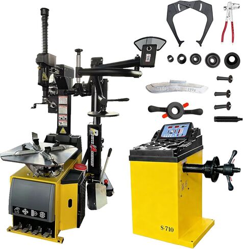 Tire Changer and Wheel Balancer Combo with Rear-Tilt System & Multiple Modes, 110V for 10-26" Rims, Complete Tire Service Package for Workshops in Saudi Arabia