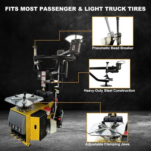 Tire Changer and Wheel Balancer Combo with Rear-Tilt System & Multiple Modes, 110V for 10-26" Rims, Complete Tire Service Package for Workshops in Saudi Arabia