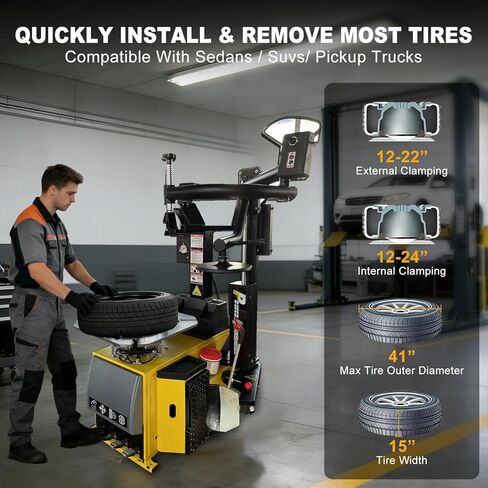 Tire Changer and Wheel Balancer Combo with Rear-Tilt System & Multiple Modes, 110V for 10-26" Rims, Complete Tire Service Package for Workshops in Saudi Arabia