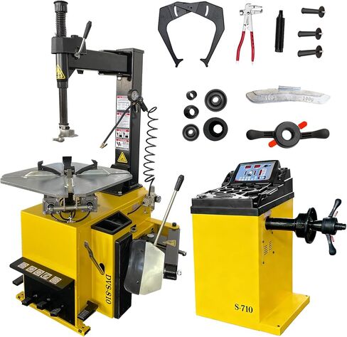 1.5HP Tire Changer and Wheel Balancer Combo with Assist Arms & Multiple Modes, 110V for 10-24" Rims, Complete Tire Service Equipment for Workshop in Saudi Arabia
