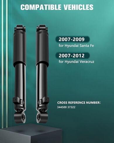 دعامات 2 قطعة ممتصة للصدمات من AUTOMUTO متوافقة مع 2007-2009 لسيارة Hyundai Santa Fe، 2007-2012 لسيارة Hyundai Veracruz مع 344500 ممتص صدمات تلقائي - خلفي in Kuwait
