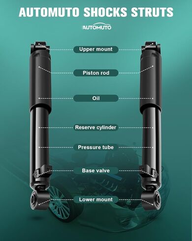 دعامات 2 قطعة ممتصة للصدمات من AUTOMUTO متوافقة مع 2007-2009 لسيارة Hyundai Santa Fe، 2007-2012 لسيارة Hyundai Veracruz مع 344500 ممتص صدمات تلقائي - خلفي in Kuwait