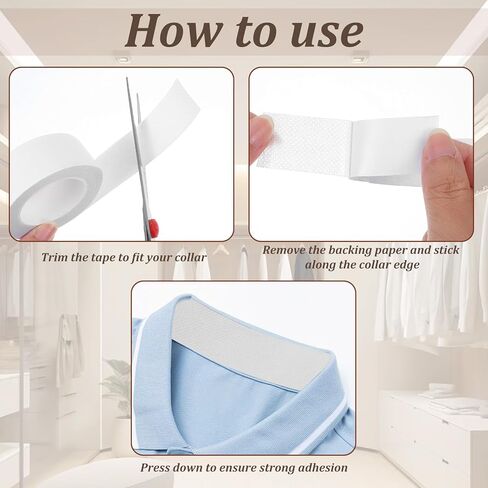 Andibro 3 Rolls Disposable Collar Protector for Shirts, Self-Adhesive Shirt Collar Protector Sweat Pads Hat Protector Neck Tape for Invisible Liner for Men Women Against Sweat Stains in Kuwait