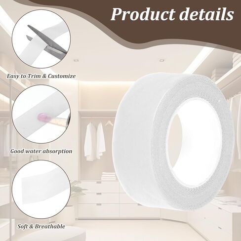 Andibro 3 Rolls Disposable Collar Protector for Shirts, Self-Adhesive Shirt Collar Protector Sweat Pads Hat Protector Neck Tape for Invisible Liner for Men Women Against Sweat Stains in Kuwait