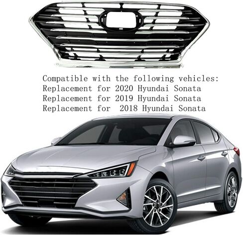 Front Bumper Grille Chrome Grill Replacement for Sonata 2018 2019 2020 in Kuwait