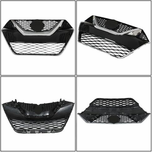 Front Bumper Grille Compatible with 2016 2017 Ni/ss/an Maxima Grill Chrome Honeycomb Mesh Gloss Black in Kuwait
