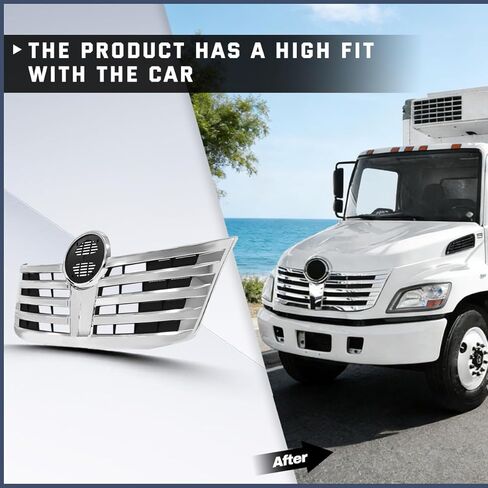 Chrome Front Hood Radiator Replacement Grille fit for 2005-2009 Hino 238 258 268 338 (Without Bug Screen) in Saudi Arabia