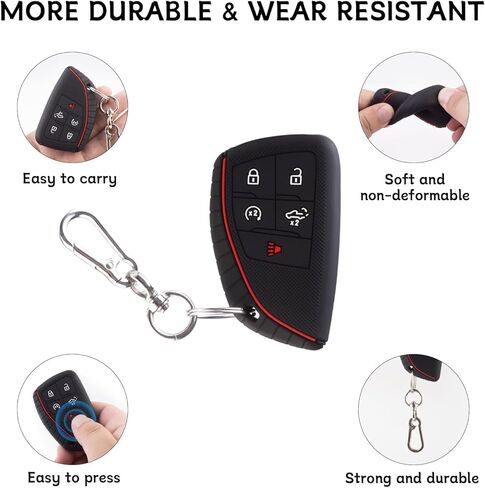 Key Fob Cover for 2022-2025 2026 Chevy Silverado 1500 GMC Sierra 1500, 2024-2026 Silverado Sierra 2500HD 3500HD, Silicone, 2-Pack(5 Buttons,Black) in Saudi Arabia