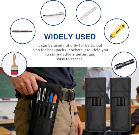 Qmagic 2 Pcs Belt Pen Holder, Pocket Protectors for Pens and Pencils, Multifunctional Adjustable Tactical Pencil Pouch, Pen Sleeve Case for Holding Pens, Rulers and Scissors in Saudi Arabia