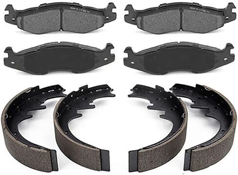 8X Semi-Metallic Brake Pads and Drum Shoe Kit Front and Rear for Jeep Wrangler 4.2L 1987-1989, for Jeep CJ5 2.5L 1982 1983, for Jeep CJ5 4.2L 1982 1983, for Jeep CJ7 2.5L 1982-1986 in Saudi Arabia
