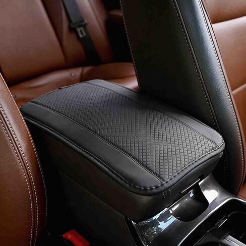Car Armrest Cover Pad, Car Armrest Storage Box Mat, Fiber Leather Car Central Console Cover, Interior Protection Accessories for Most SUVs, Sedans and Trucks (Black) in Saudi Arabia