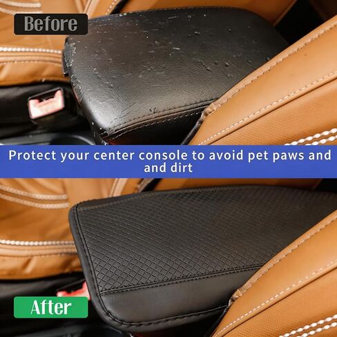 Car Armrest Cover Pad, Car Armrest Storage Box Mat, Fiber Leather Car Central Console Cover, Interior Protection Accessories for Most SUVs, Sedans and Trucks (Black) in Kuwait