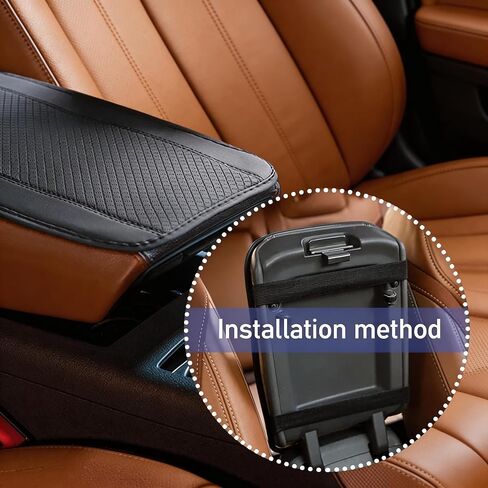 Car Armrest Cover Pad, Car Armrest Storage Box Mat, Fiber Leather Car Central Console Cover, Interior Protection Accessories for Most SUVs, Sedans and Trucks (Black) in Kuwait