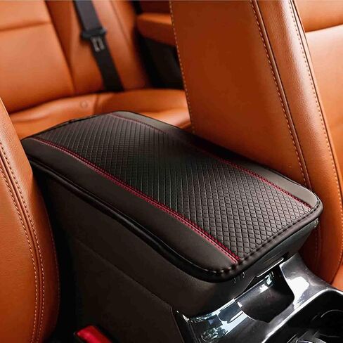 Car Armrest Cover Pad, Car Armrest Storage Box Mat, Fiber Leather Car Central Console Cover, Interior Protection Accessories for Most SUVs, Sedans and Trucks (Black) in Kuwait
