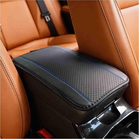 Car Armrest Cover Pad, Car Armrest Storage Box Mat, Fiber Leather Car Central Console Cover, Interior Protection Accessories for Most SUVs, Sedans and Trucks (Black) in Kuwait