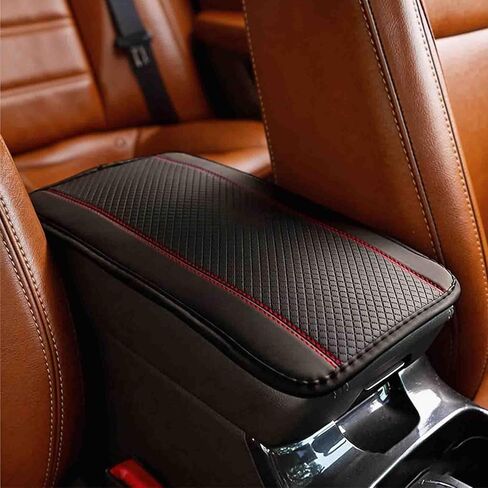 Car Armrest Cover Pad, Car Armrest Storage Box Mat, Fiber Leather Car Central Console Cover, Interior Protection Accessories for Most SUVs, Sedans and Trucks (Black) in Kuwait
