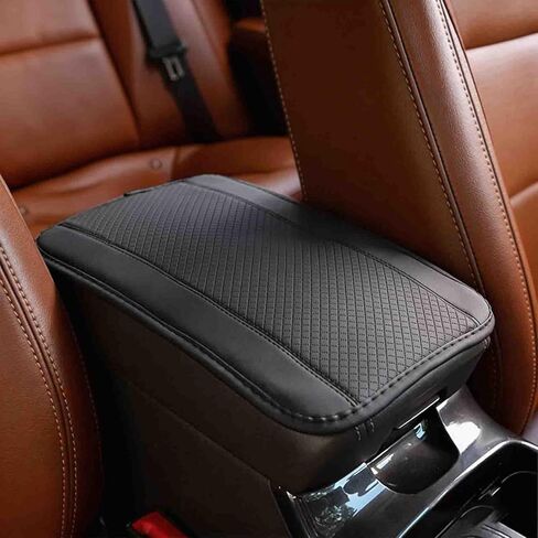 Car Armrest Cover Pad, Car Armrest Storage Box Mat, Fiber Leather Car Central Console Cover, Interior Protection Accessories for Most SUVs, Sedans and Trucks (Black) in Kuwait