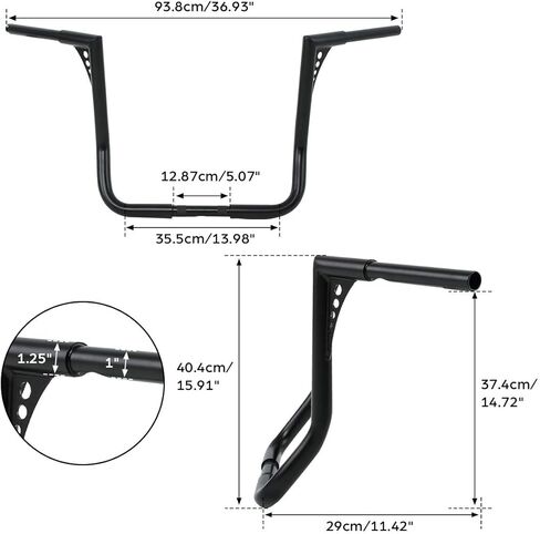 XMT-MOTO 16" Rise Ape Hangers Bars 1-1/4" Handlebars fit for Harley Touring models Dressers Baggers FLHT FLHTC FLHTK FLHTKL FLHTCU FLHX FLHXS CVO Black in Kuwait